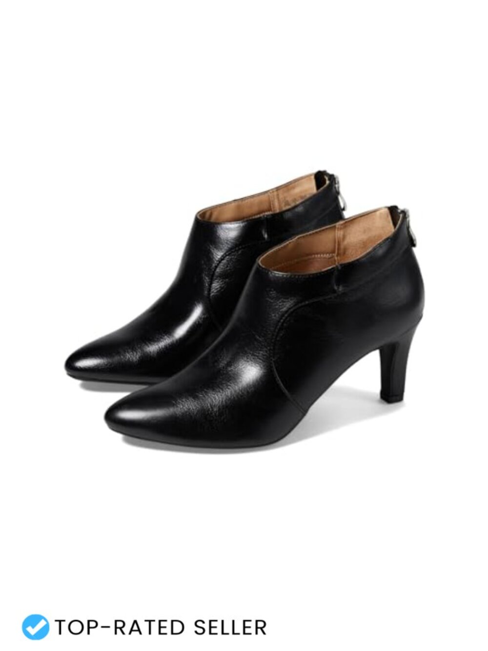 LifeStride Georgia Ankle Bootie Faux Leather Block Heel Pull-On